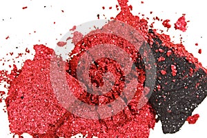 Red and black color crumbled eye shadows