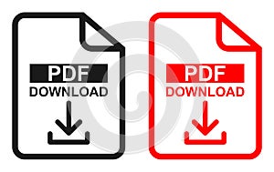 Red and black color Pdf file download icon