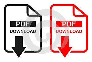 Red and black color Pdf file download icon