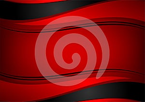 Red and black color wave abstract vector background with copy space graphic design