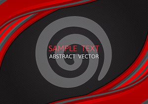 Red and Black color wave abstract vector background with copy space, modern graphic design