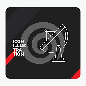Red and Black Creative presentation Background for satellite, antenna, radar, space, dish Line Icon
