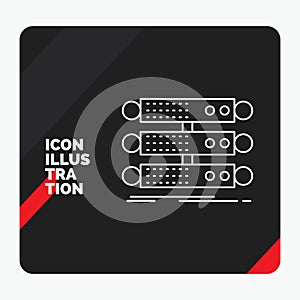 Red and Black Creative presentation Background for server, structure, rack, database, data Line Icon