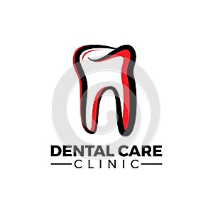 Red and black dental care clinic logo