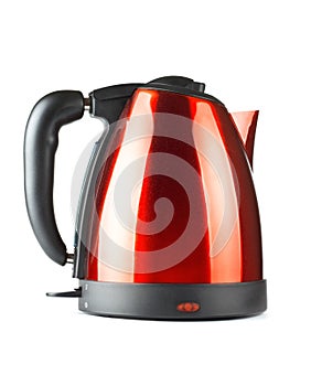 Red and black electrical tea kettle