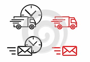 Red and black express mail and transport shipping icon photo