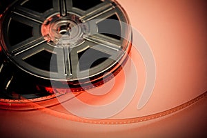 Red and black film reel concept