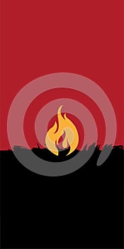 Red and black fire wallpaper design and hot fire flame yellow, sunset wallpaper design, vector fire with red and clack color illus