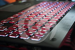 A red-black gaming laptop