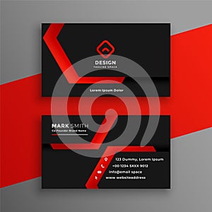 Red and black geometric business card template design