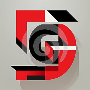 Geometric Constructivism: De Stijl Letter G Clipart In Red photo