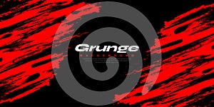 Red and Black Grunge Background. Sport Banner with Brush Style