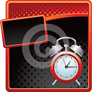 Red and black halftone template with alarm clock