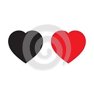 Red and black heart icons, love icon