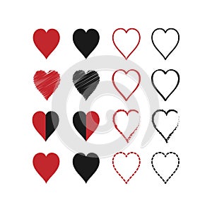 Red and black hearts icons