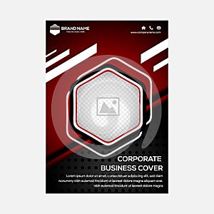 Red black hexagon abstract annual report Brochure design template vector