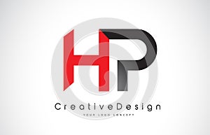 Red and Black HP H P Letter Logo Design. Creative Icon Modern Letters Vector Logo