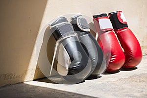 Red and black leather boxing gloves