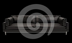 Red and Black leather sofa white and black background