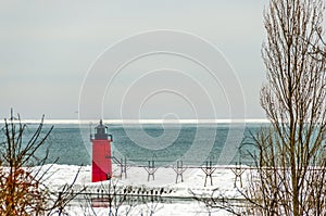 Red and Black Lighthouse at South Haven, Michigan 107977.psd