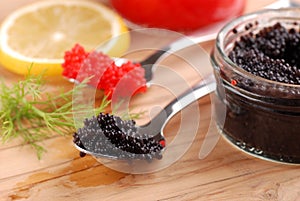 Red and black lumpfish roe