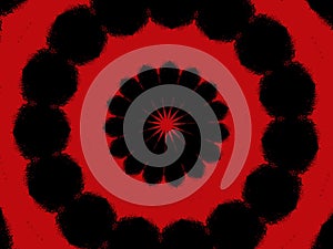 Red black mandala geometries, forms, colorful abstract background, texture