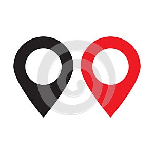 Red and black maps pin. Location map icon. Location pin.