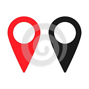 Red and black maps pin. Location map icon. Location pin. Pin icon vector.