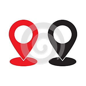 Red and black maps pin. Location map icon. Location pin. Pin icon vector.