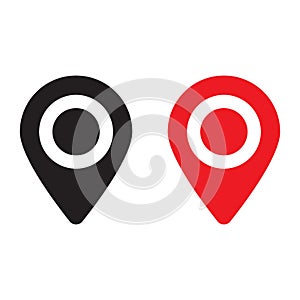 Red and black maps pin. Location map icon. Location pin. Pin icon vector.