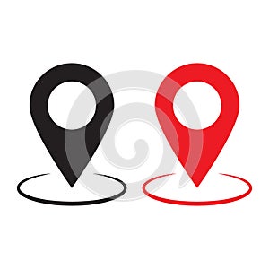 Red and black maps pin. Location map icon. Location pin. Pin icon vector.