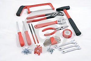 Red and black metal tools