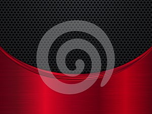 Red and black metallic background. Metal background with wave. Abstract vector illustration