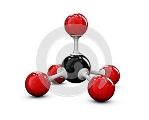 Red and Black molecule structure, isolated white
