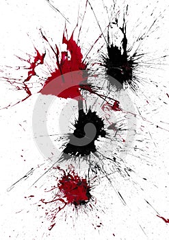 red and black paint splash on white background