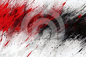 Red and black paint splashes on white background,  Abstract grunge texture