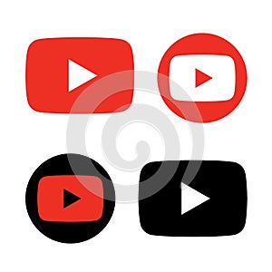 Red and black play button icon vector