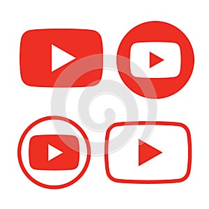 Red and black play button icon vector