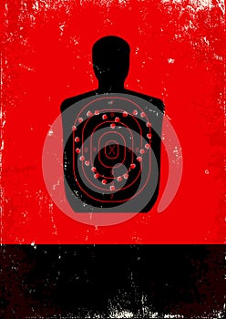 Red and black poster with target