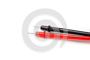 Red and black Probes for Multimeter, Oscilloscope. Object is isolated on white background