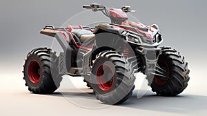 Red And Black Quad Bike - 3d Illustration With Vray Tracing