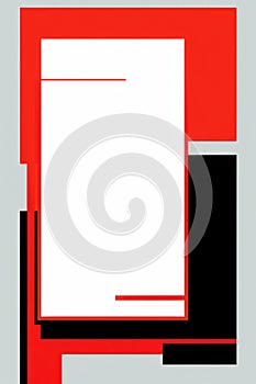 a red and black rectangle with a white square in the middle