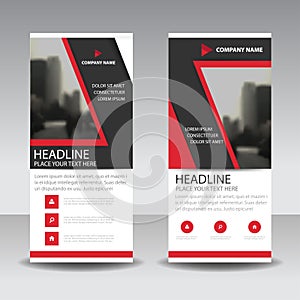 Red black roll up business brochure flyer banner design , cover presentation abstract geometric background, modern publication
