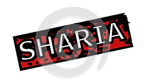 SHARIA Red and Black Rectangle Corroded Badge photo