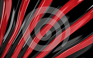Red and black silk drapery and fabric background. 3d render