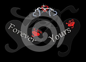 Red Black Silver Heart Chained Forever Yours photo