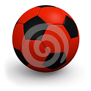 Red-black soccerball. Closeup.