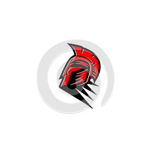 Red and black Spartan warrior helmet vector illustration