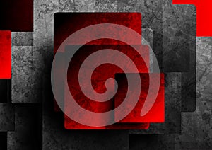 Red and black squares tech grunge background