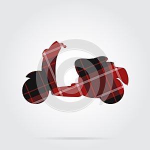 Red, black tartan isolated icon - scooter